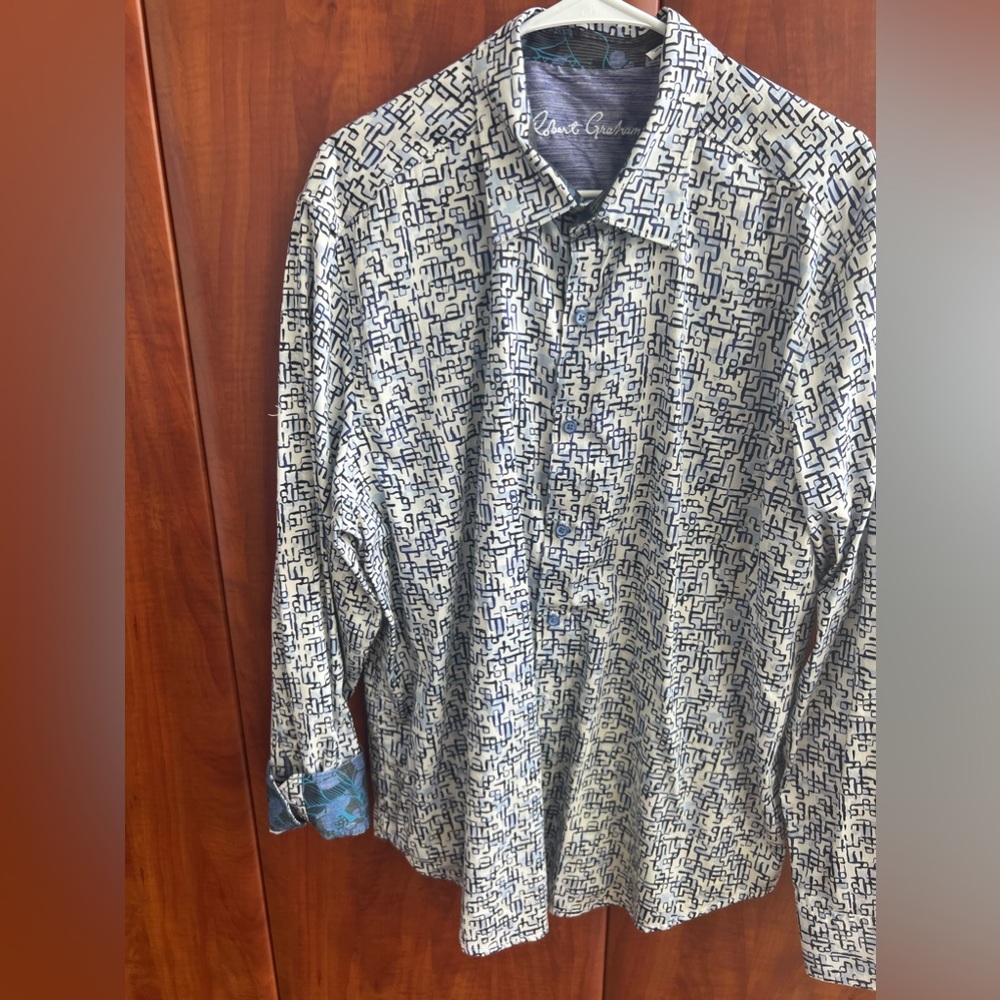 Robert Graham 100% cotton casual dress shirt  classic fit, 2XL